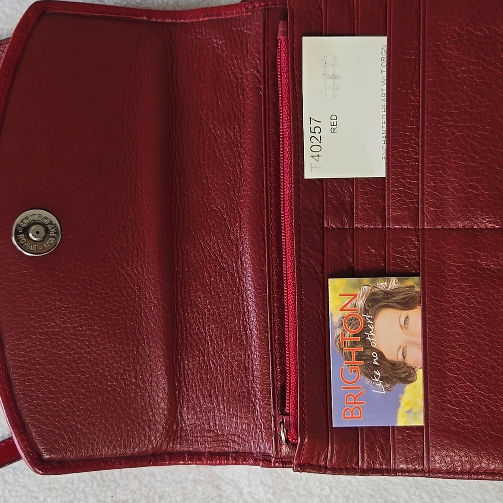 Brighton Red Leather Vintage Crossbody bag, New with tags.  27" drop - Picture 11 of 13